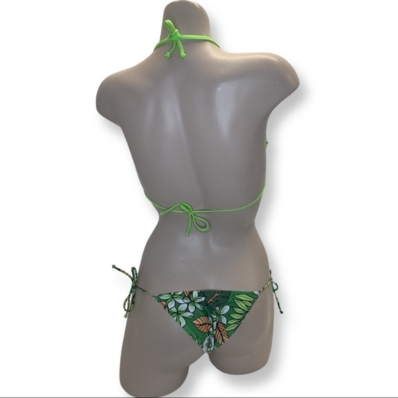 Recco Brazilian Tropical Green Side Ties Bikini Set New With Tags - Picture 3 of 3